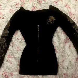 guess zip up with sleeve & back embellishments